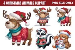 Woodland Christmas Animals Clipart PNG Product Image 1