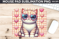 Watercolor Cat Mouse Pad Sublimation - Valentines PNG Design Product Image 1