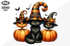 Halloween Cat And Pumpkin Sublimation - Clipart PNG Design Product Image 1
