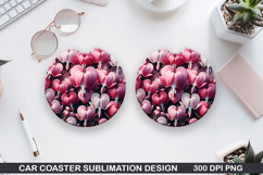 Flowers Car Coaster Sublimation| Flowers Coaster PNG Design Product Image 1