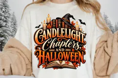 Candlelight Chapters & Halloween PNG, Spooky Book Lover Product Image 1