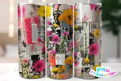 Punk Rock Floral Collage 20 oz Skinny Tumbler Wrap Product Image 1