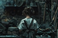 Young metal worker wearing overalls standing in workshop Product Image 1