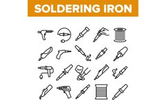 Soldering Iron Device Collection Icons Set Vector Product Image 1