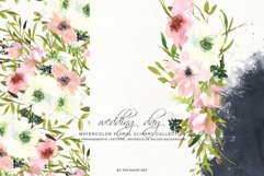 Watercolor Blush and White Florals Clipart Seamless Pattern Product Image 4