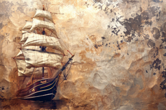 Vintage Sailing Ship Background Wallpaper Product Image 1