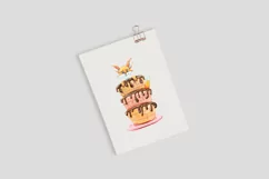 Watercolor cute fox clipart. Cake illustration in png format Product Image 6