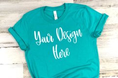 Bella 3001 Teal Shirt Mockup Photo - Flatlay Photo Product Image 2