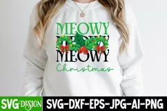 Meowy Christmas SVG Cut File, Meowy Christmas Sublimation Product Image 1