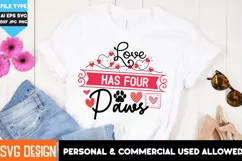 Love Has Four Paws SVG | Dog Valentine's Day SVG,Valentine Product Image 4