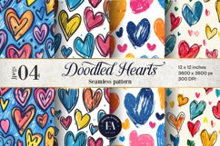 heart doodle Digital paper, doodle seamless pattern Product Image 1