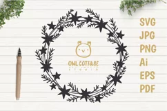 Floral X-mas Wreath SVG, Christmas Decor Cut File Product Image 1