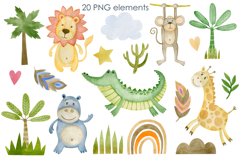 Watercolor African Animals Clipart. Seamless Patterns. Product Image 3