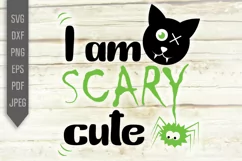 I Am Scary Cute Svg. Halloween Baby Svg with Cat Product Image 2