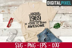 Vintage 1969 Svg, 51 Years of Being Awesome, 51st Birthday Product Image 2