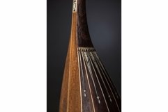 Part ancient Asian stringed musical instrument on black Product Image 1