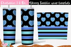 Blue Neon Valentines day 20 Oz. Skinny Tumbler sublimation Product Image 2