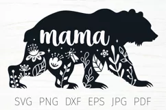Mama Bear svg, Mom SVG, Mothers Day svg, flower animals svg Product Image 1
