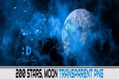 200 STARS MOON TRANSPARENT PNG FILES, PHOTOSHOP OVERLAYS Product Image 1