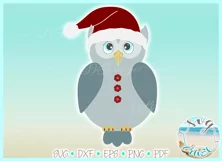 Girly Owl with Santa Hat SVG Dxf Eps Png PDF Files Product Image 2