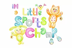 bunny cat chicken sports champions watercolor animals clipar Product Image 1
