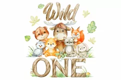 Wild One Woodland Animals 1st First Birthday, T-shirt Transf Product Image 1