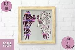 3D Angel wings| Paper cutting | Floral Angel wings SVG Product Image 4