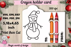 Christmas Snowman Coloring Card, Crayon Holder Card svg Product Image 1