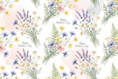 seamless pattern with wildflowers, lavender and chamomile Product Image 1