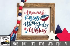 Firework Kisses 4th of July Wishes SVG Cut File - Patriotic Product Image 1