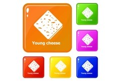 Cheese icons set vector color Product Image 1