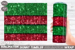 Christmas Sequin Sublimation Skinny Tumbler Wrap| 20oz | Png Product Image 1