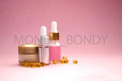 Bottle of cream with oil capsules, cosmetic Product Image 1