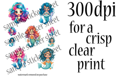 Cute Mermaid Stickers Printable | 80 Chibi Anime Designs Product Image 17