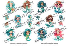 Cute Mermaid Stickers Printable | 80 Chibi Anime Designs Product Image 19