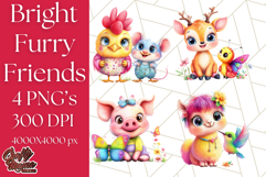 Cute Animal Friends Clipart PNG, Bright Spring Animal Duos Product Image 1
