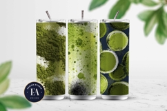 Matcha Green Tea Pattern, Matcha Aesthetic Digital Paper Product Image 2