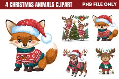 Woodland Christmas Animals Clipart PNG Product Image 1
