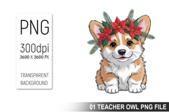 Cute Floral Dog, Animal Sublimation Clipart PNG Product Image 1