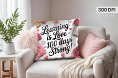 100 days of school Pillow Design, Teacher PNG Sublimation Product Image 1