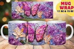 STAINED GLASS FLORAL GRACE SUBLIMATION 11OZ 15OZ MUG WRAP Product Image 1