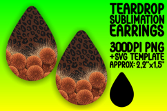 Unique Teardrop Earrings Artwork for Sublimation , Leopard P Product Image 1