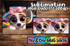 Playful dreams sublimation mug wrap, 3D Dog Product Image 1