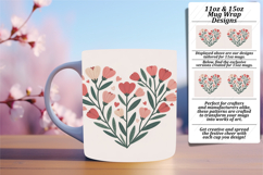 Gorgeous Png Mug Wrap Design 15oz , Flowers Heart Product Image 1