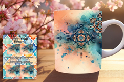 Floral 11oz Mug Wrap Png Template , Watercolor Patter Product Image 1