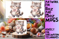 Playful Cat Watercolor Mug Wrap - Spring Charm Product Image 1