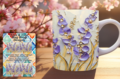 Lovely 15oz Mug Wrap Png Design , 3D Flower Product Image 1