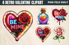 Retro Valentine Clipart PNG Product Image 1