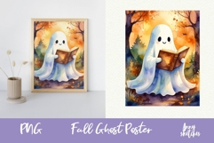 2 Cute Ghost Reading a Book Wall Art Poster Printable Product Image 2