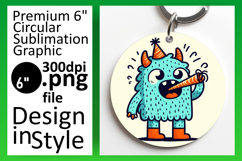 Lovely Keychain Round Design PNG , Monster Product Image 1